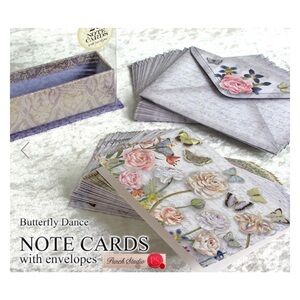 Punch Studio Floral Butterfly Dance Note Cards w Caddy (51553), 20 ct